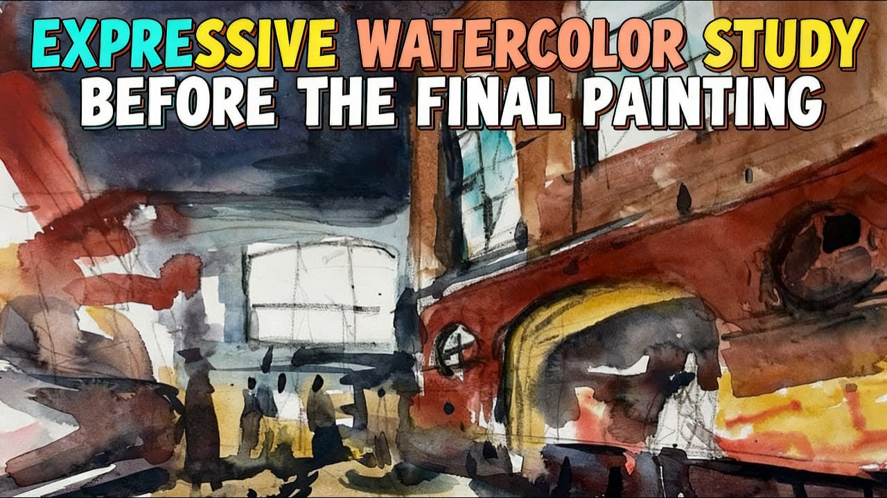 Expressive Watercolor Study Before The Final Painting