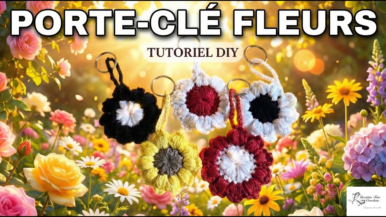 Tuto porte clé fleur au crochet @Alextitia Tuto Crochet