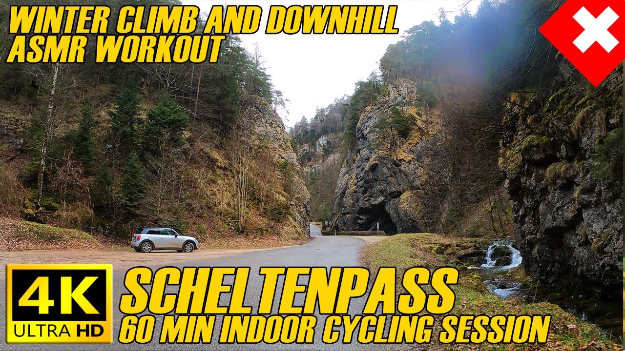 Cycling vs Winter! 60 Min Workout In Switzerland - Scheltenpass West Side ASMR