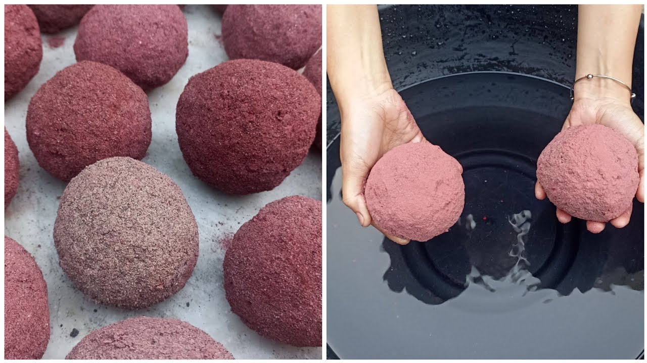 Asmr Red Dirt Concrete Balls Dipping, Cutting, Pouring and Crumbling In Water| Full Satisfaction ❤😇