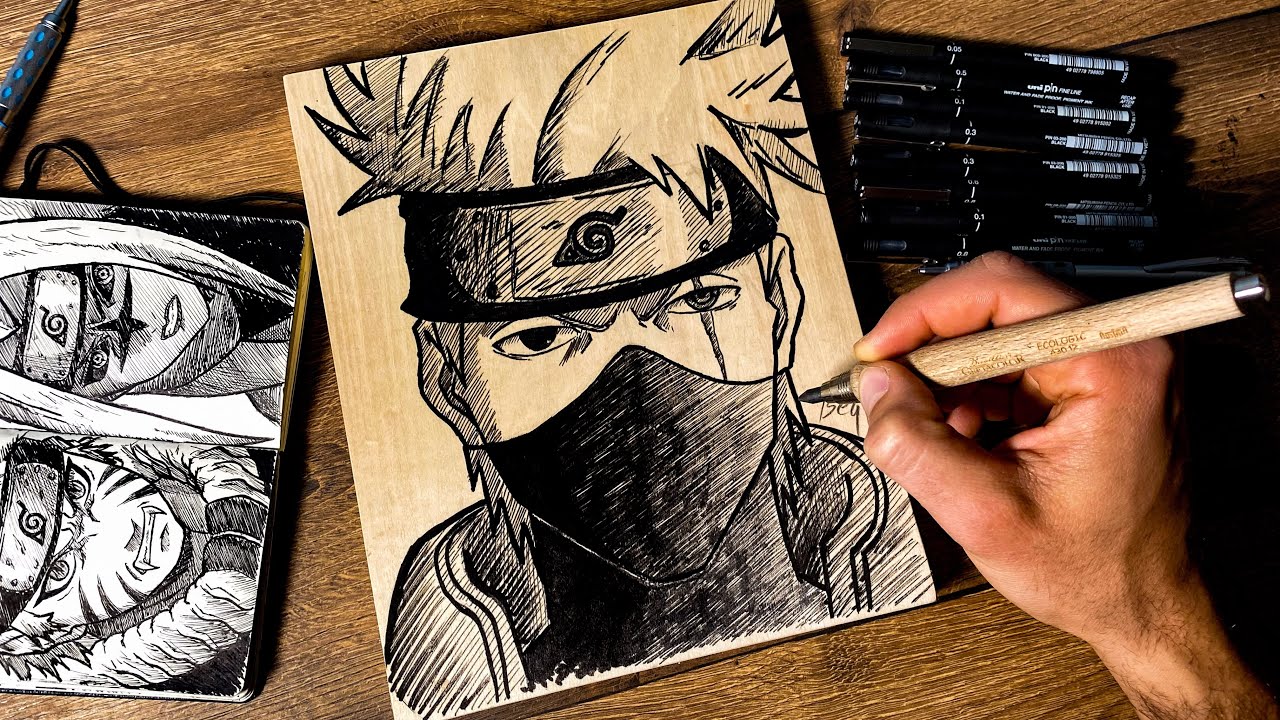 [ASMR] Drawing KAKASHI On WOOD 😮✍️ (Real Time)  - Naruto Shippuden