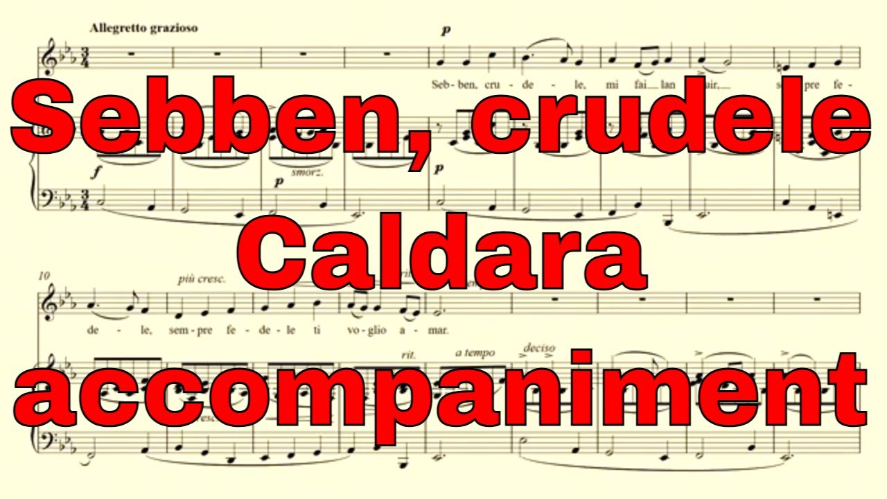 Sebben, crudele – Caldara – accompaniment and vocal line in C minor