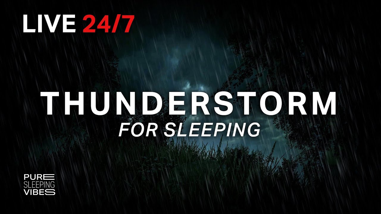 🔴 Thunderstorm Sounds for Sleeping - Dimmed Screen | Strong Rain and Thunder - Deep Sleep Sounds