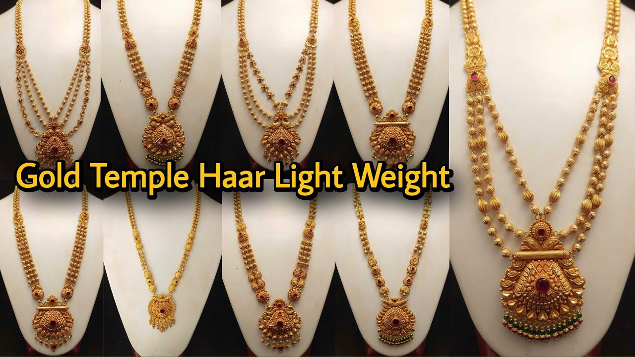 gold haar design with price 2026/22k gold rani haar with price/temple haar design gold/light weight