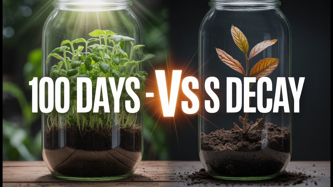Closed Jar Ecosystem: 100 Days of Life vs Decay! 🌿⚖️