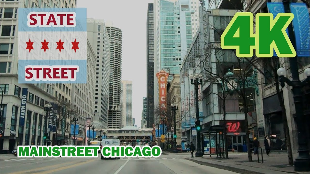 State Street: Driving mainstreet Chicago: 4K: Streets of the Americas