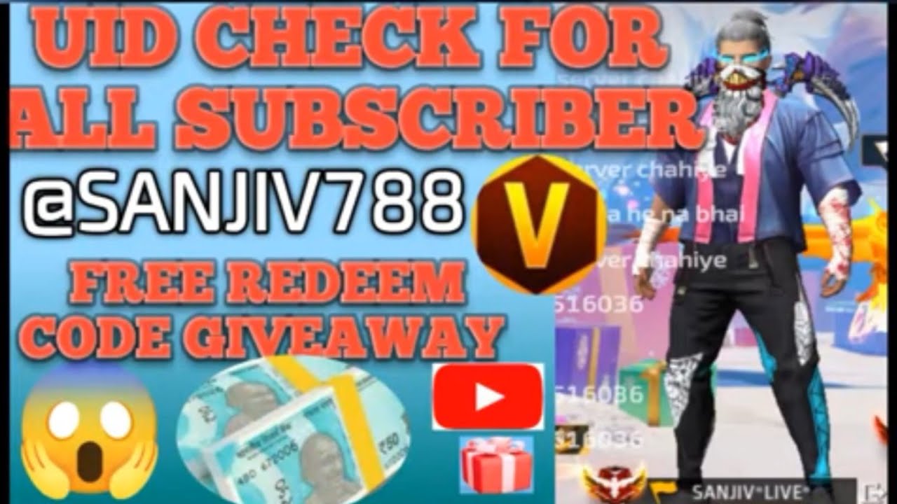 SANJIV@788 IS LIVE 😱😱 UID CHECK FOR ALL SUBSCRIBER AND ❤️‍🩹❤️‍🩹😱 FREE REDEEM CODE GIVEAWAY