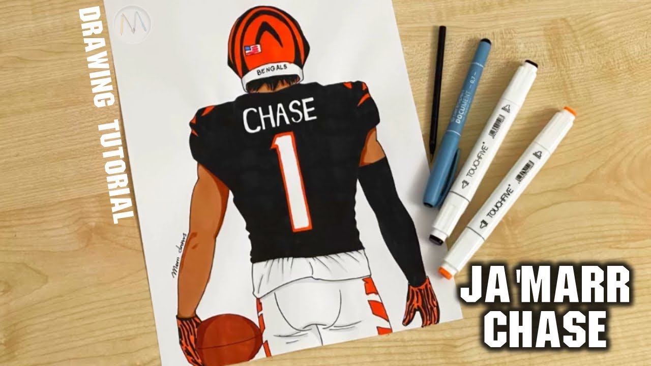 How to draw Ja'Marr Chase / Cincinnati Bengals / How to draw NFL players