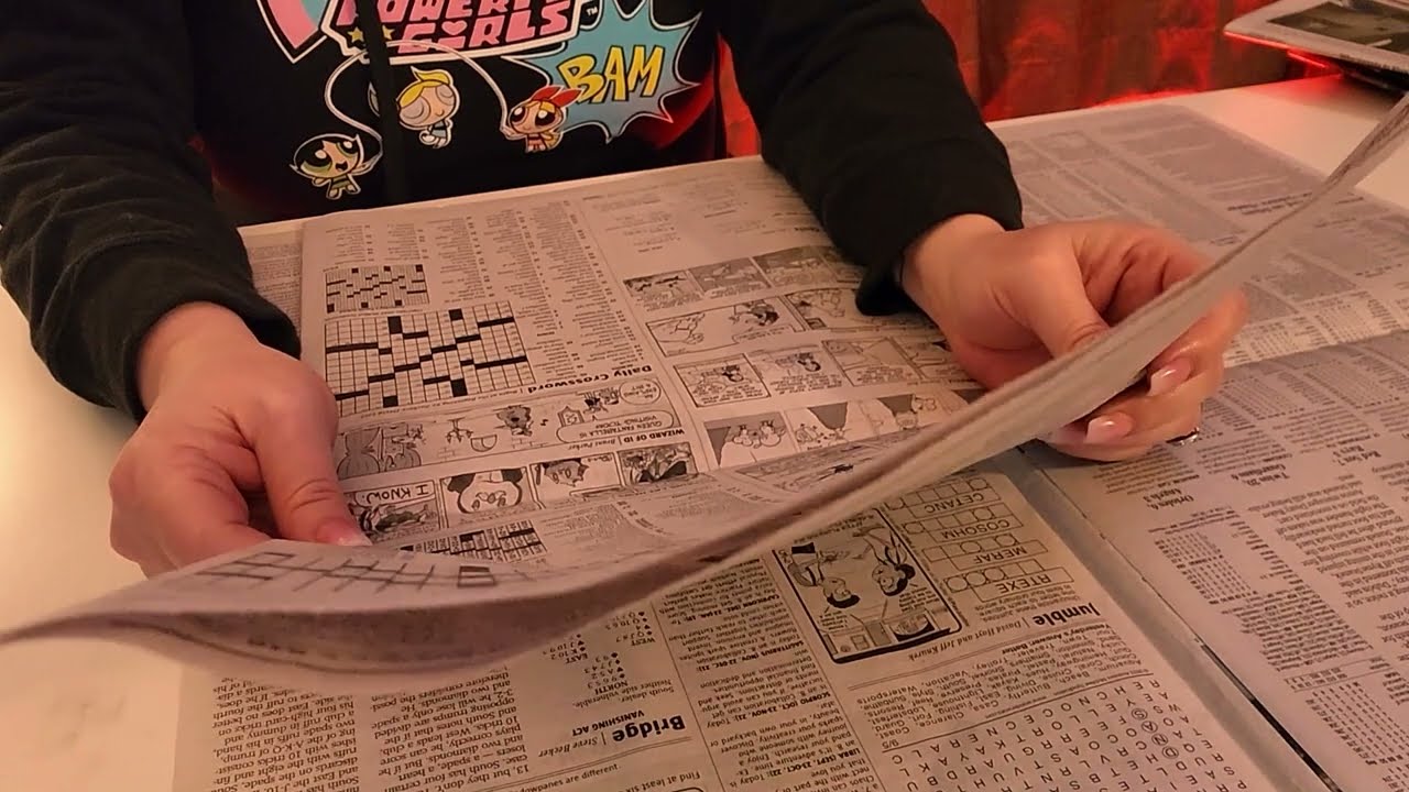 ASMR Newspaper Page Turning with Bonus Newspaper Sorting / Organizing - No Talking