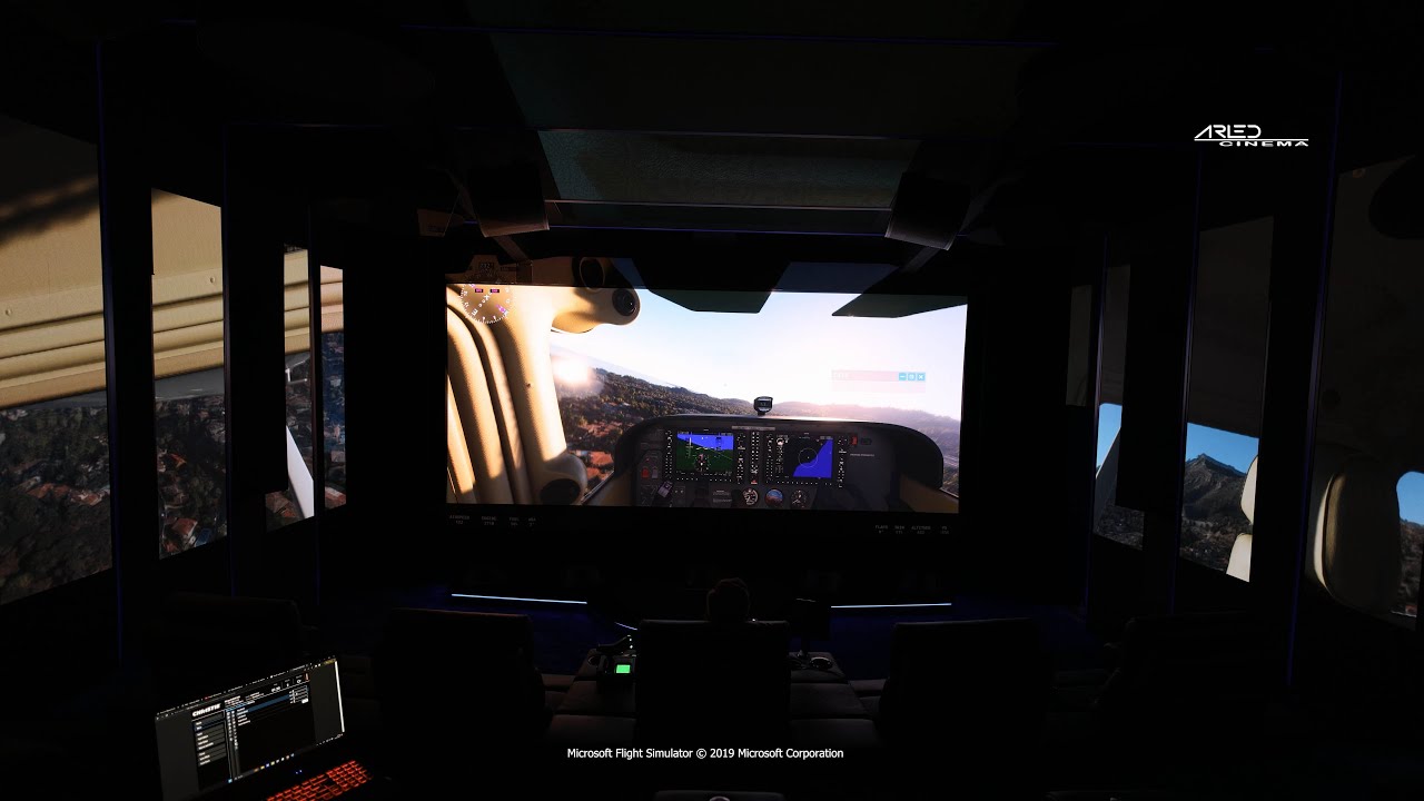 Microsoft Flight Simulator on four screens in our Movie Core home cinema