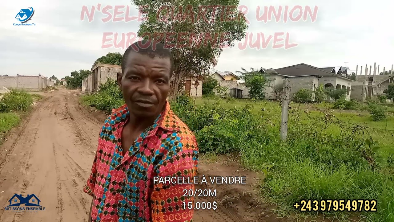 12/10 TERRAIN À VENDRE À N'SELE QUARTIER UNION EUROPÉENNE JUVEL 3EME POSITION DU MACADAM