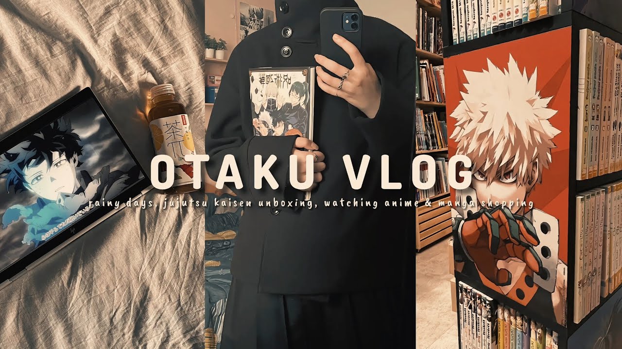 otaku vlog 🌸🍵 | rainy day, jujutsu kaisen unboxing, watching anime & manga shopping