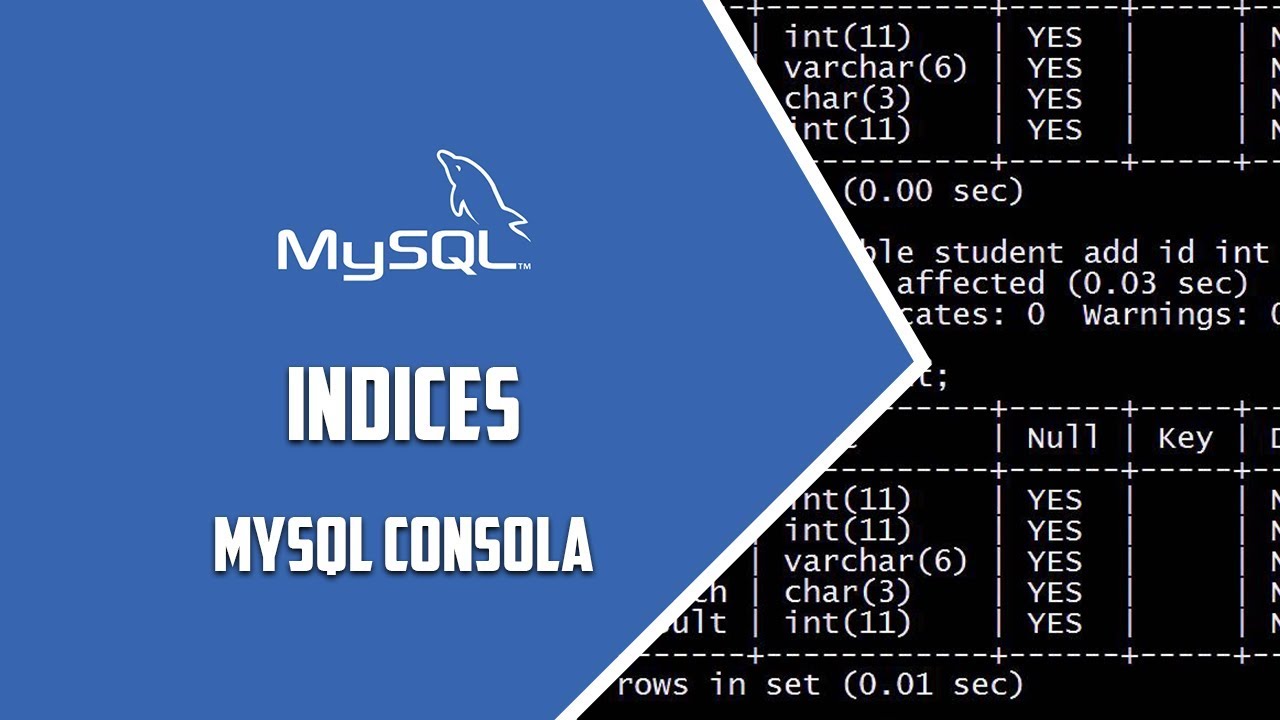 MYSQL Consola –  Índices – Video 67