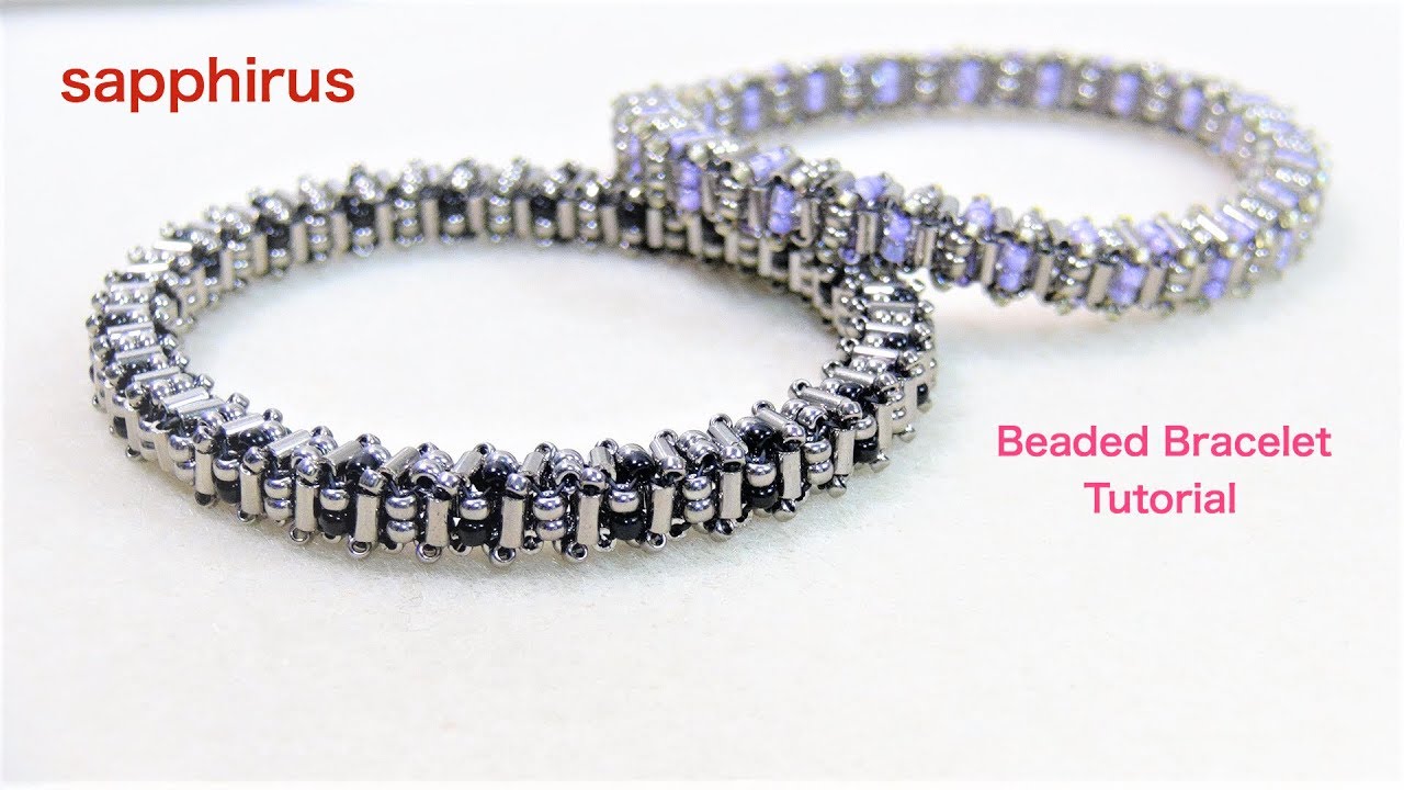 【ハンドメイド】ビーズだけでキラキラ✨バングルの作り方　ビーズステッチで作るブレスレット　How to : Even count-Tubular Peyote stitch