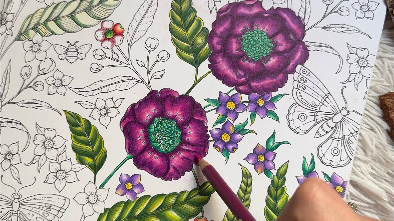 Tutorial | How to color a flower 🌺 | Rooms of wonder | Johanna Basford | prismacolor 