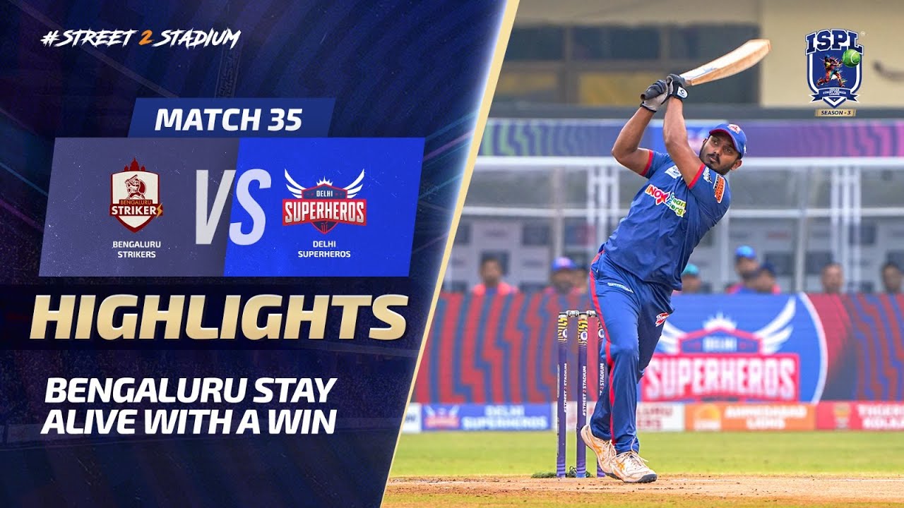 ISPL Season 3 - Match 35: Bengaluru Strikers get a landslide victory over Delhi Superheros.