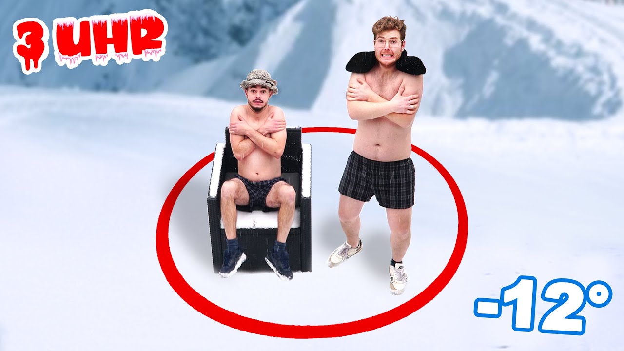 Wer ZULETZT den KREIS um 3 UHR verlässt GEWINNT 25.000€ (24 Stunden SCHNEE Challenge)
