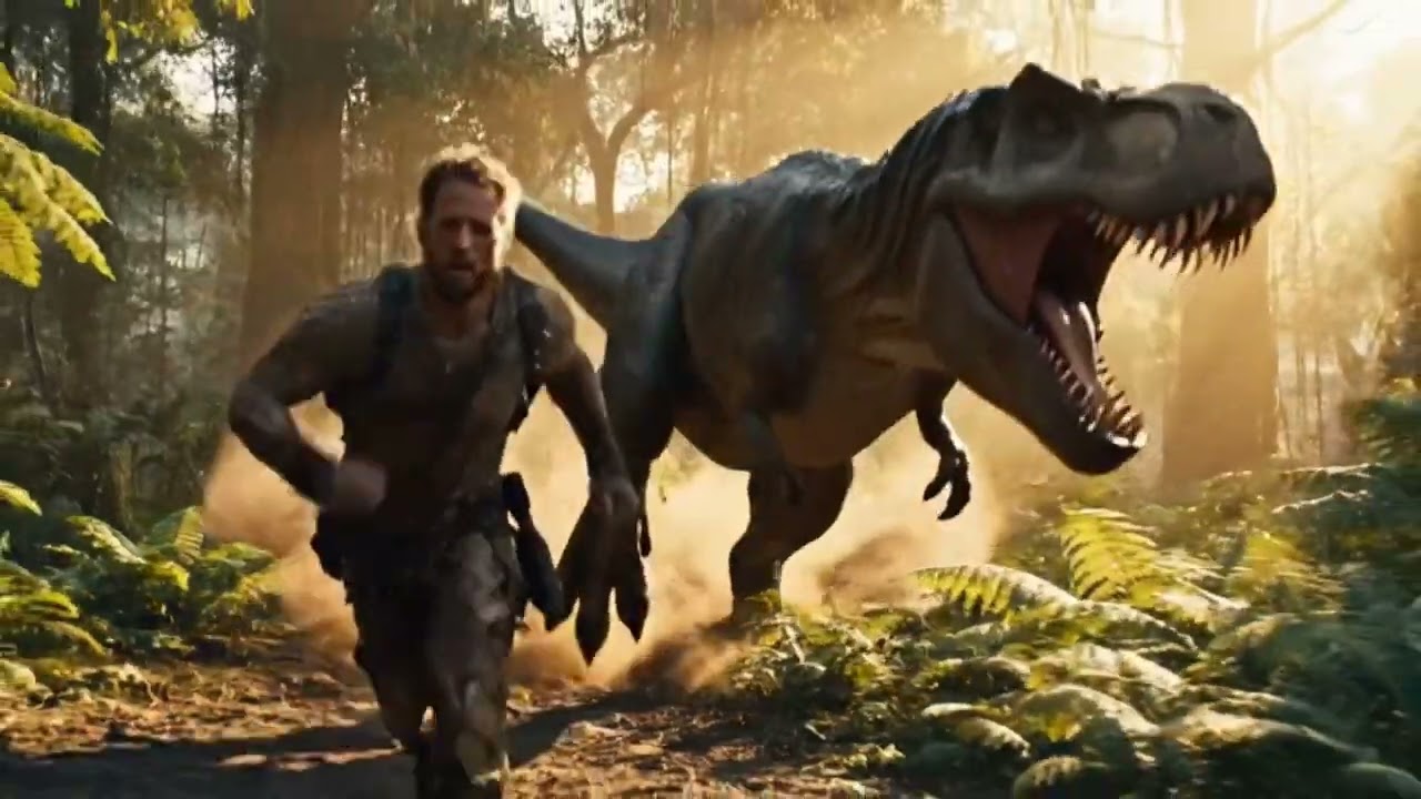 Dinosaur Attack Scene | Man Escapes Into Water | Epic 3D Action Short Film