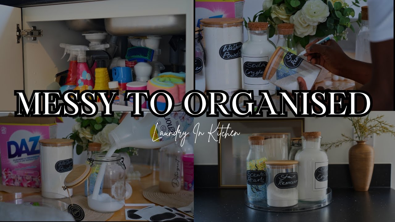 Messy To Organized! Minimalist LAUNDRY UTILITY STORAGE IN SMALL KITCHEN SPACE!