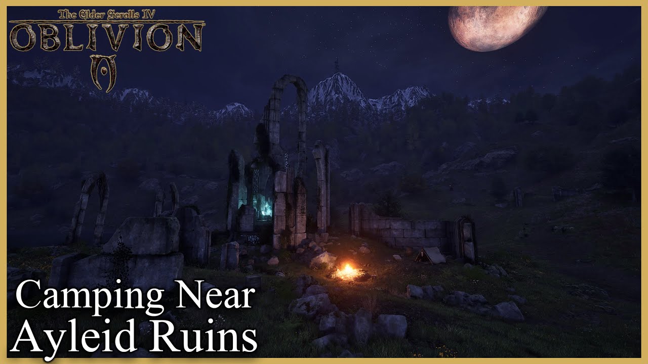 Oblivion Remastered ASMR • Camping Near Ancient Ruins • Sleep & Study Sounds