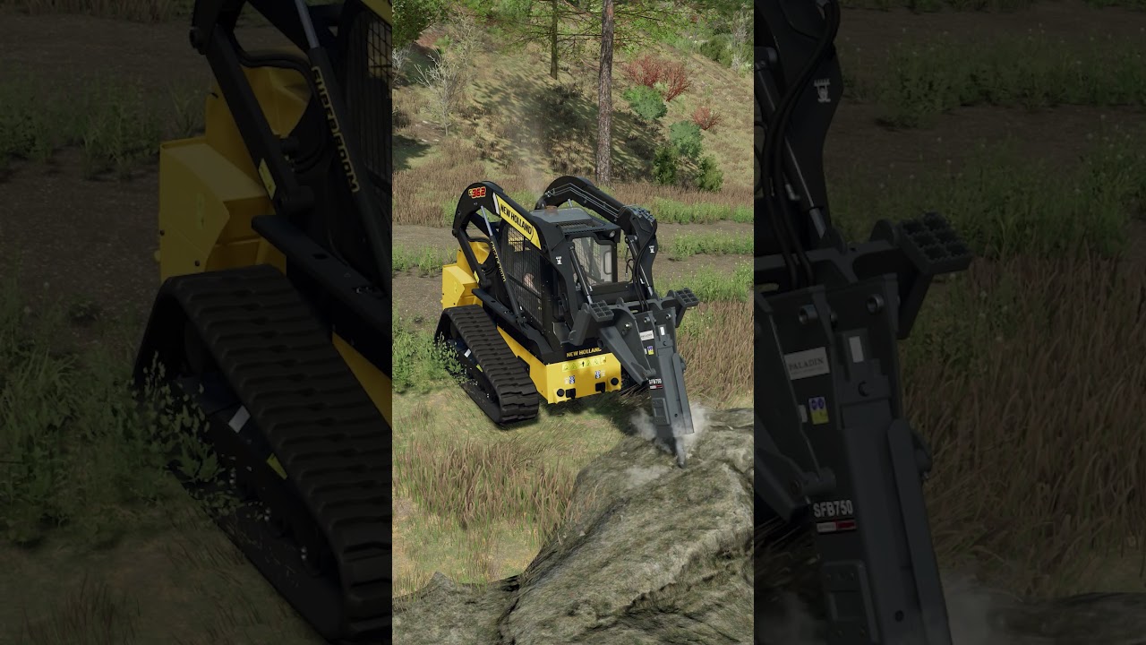 Destroy rocks with HYDRAULIC BREAKER | Shorts  - Farming Simulator 22 Platinum Edition #shorts