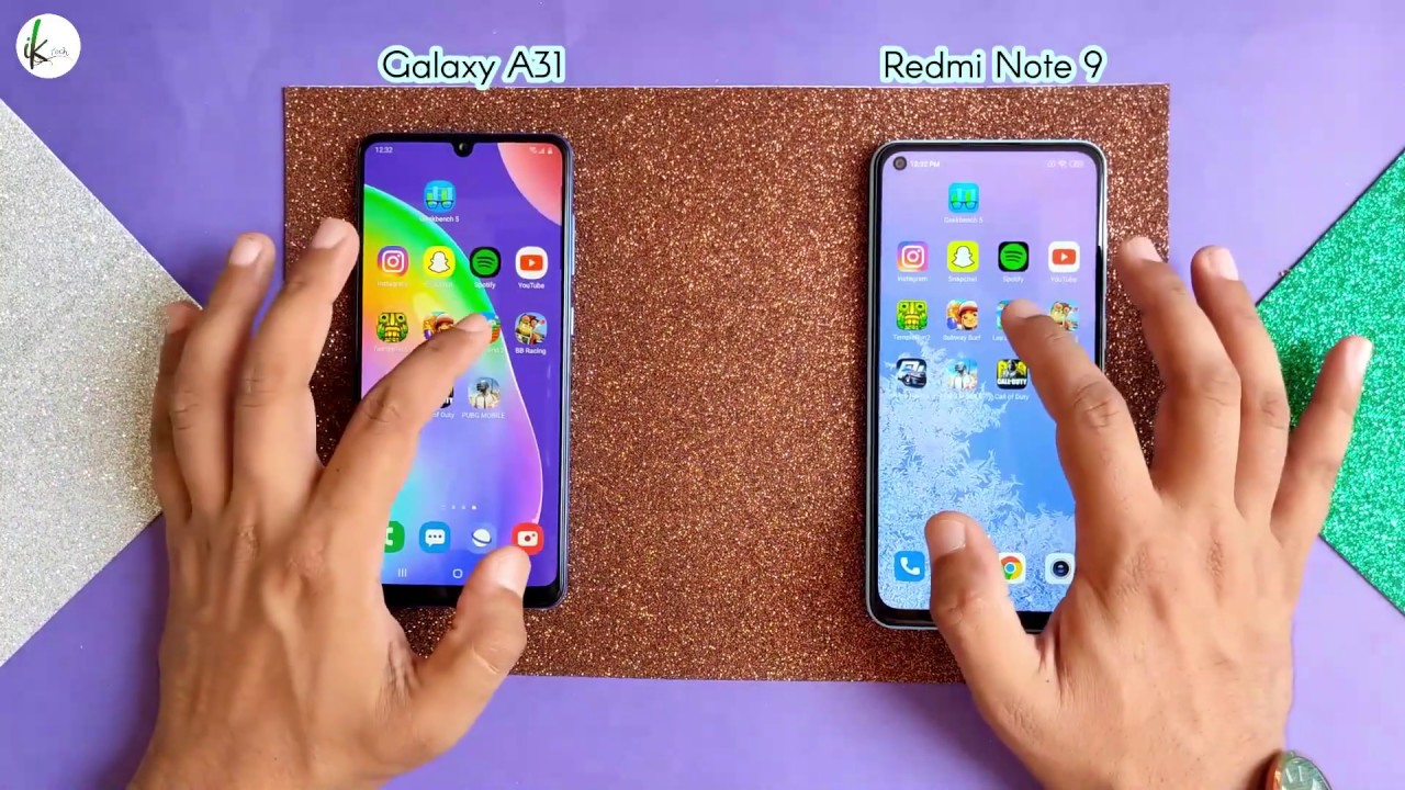 Samsung Galaxy A31 Vs Redmi Note 9 Speed Test - Mediatek Helio P65 Vs MediaTek Helio G85🚀🚀⚡⚡