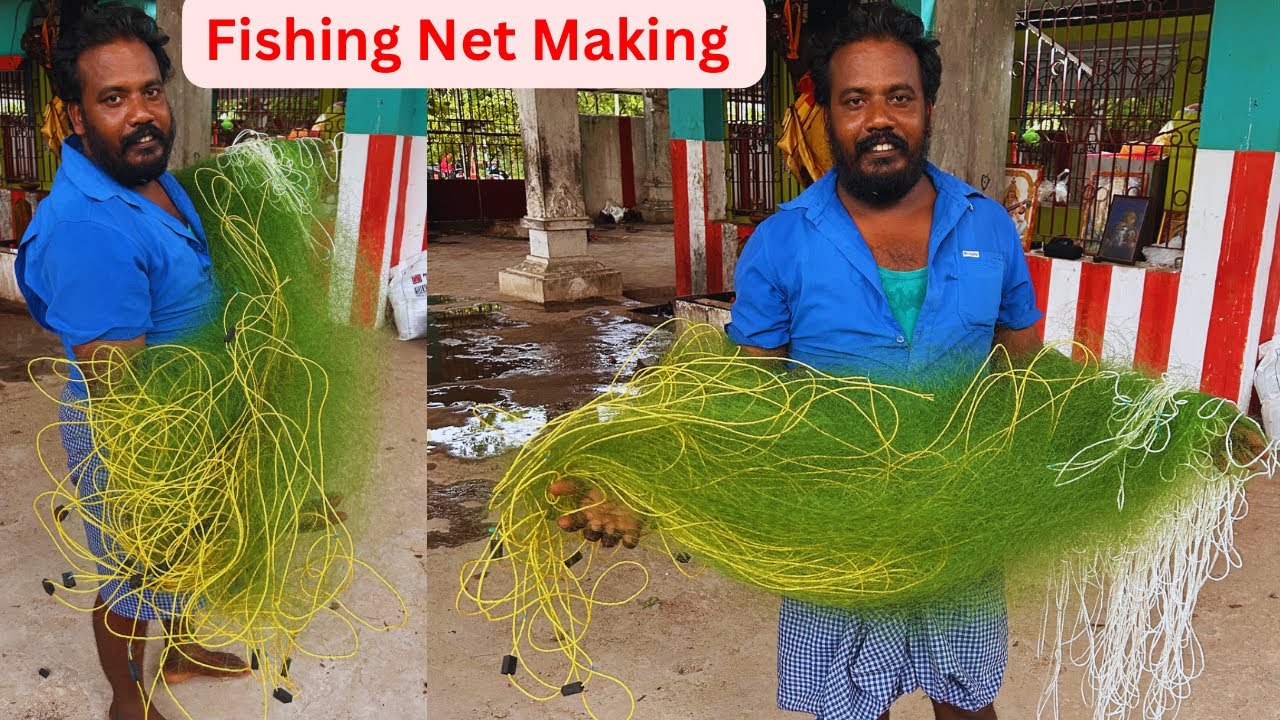 Lake fishing net making video 😱 3 கண்ணு மீன்பிடி வலை || Tilapia fishing net #fishing #netfishing