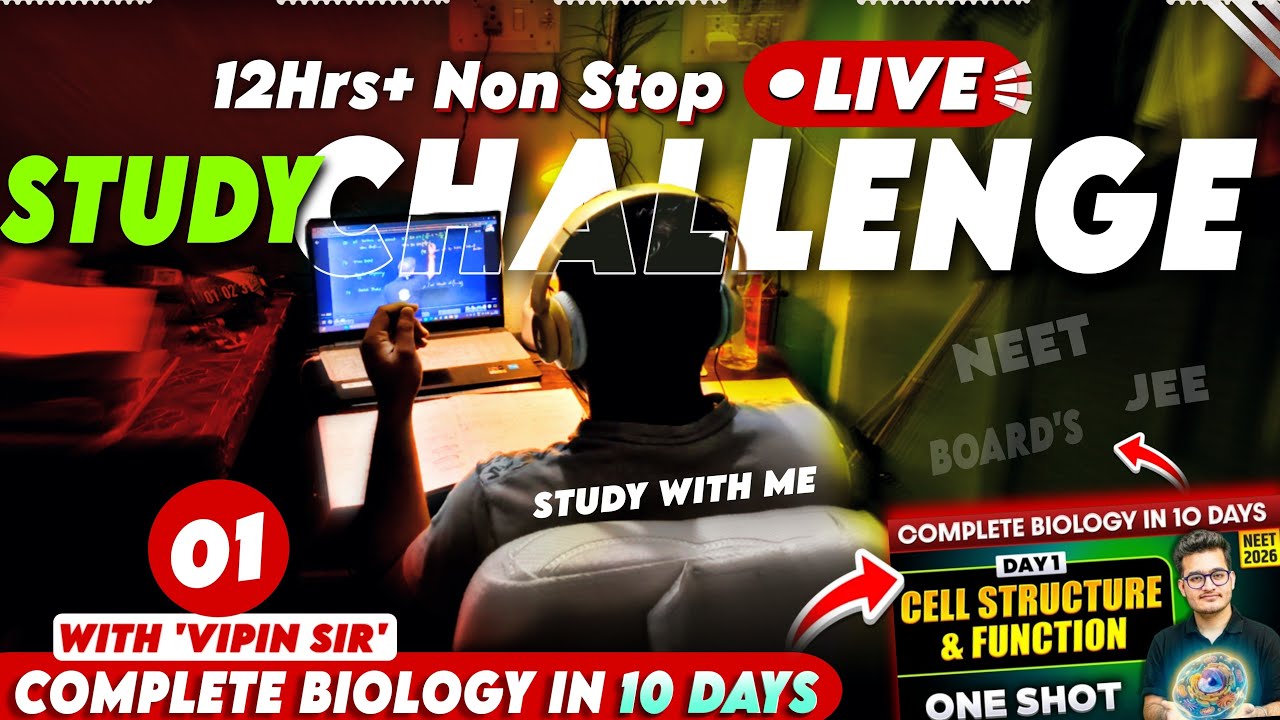Complete Biology in 10 Day's 💪| 12Hrs+ Live Study With Me 🧑‍🏫|90/10 POMODORO STUDY 📖|Neet 2026🤫#neet