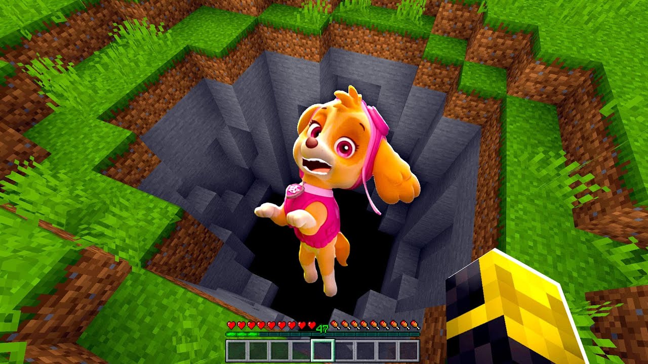 SKYE PAW PATROL SE CAE EN UN AGUJERO EN MINECRAFT 😱