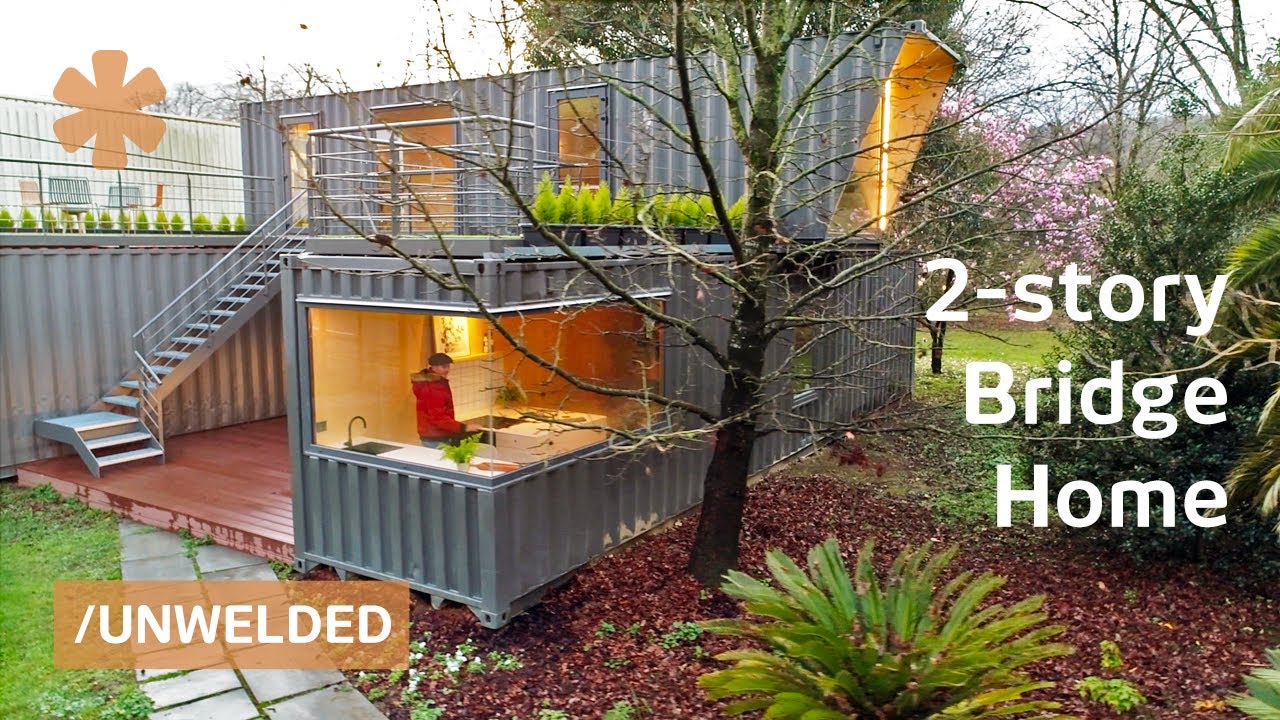 Bridge container home has cantilevered bedroom, 2 roof decks
