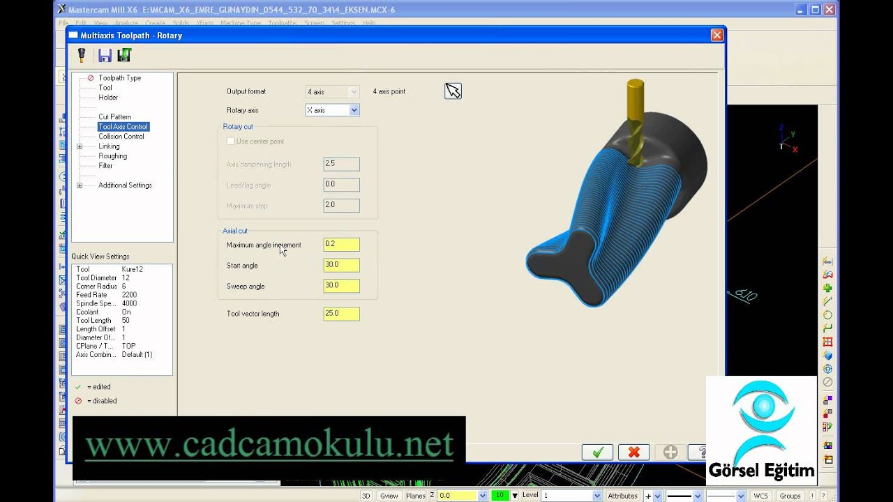 Mastercam 4 eksen simültane frezeleme uygulaması