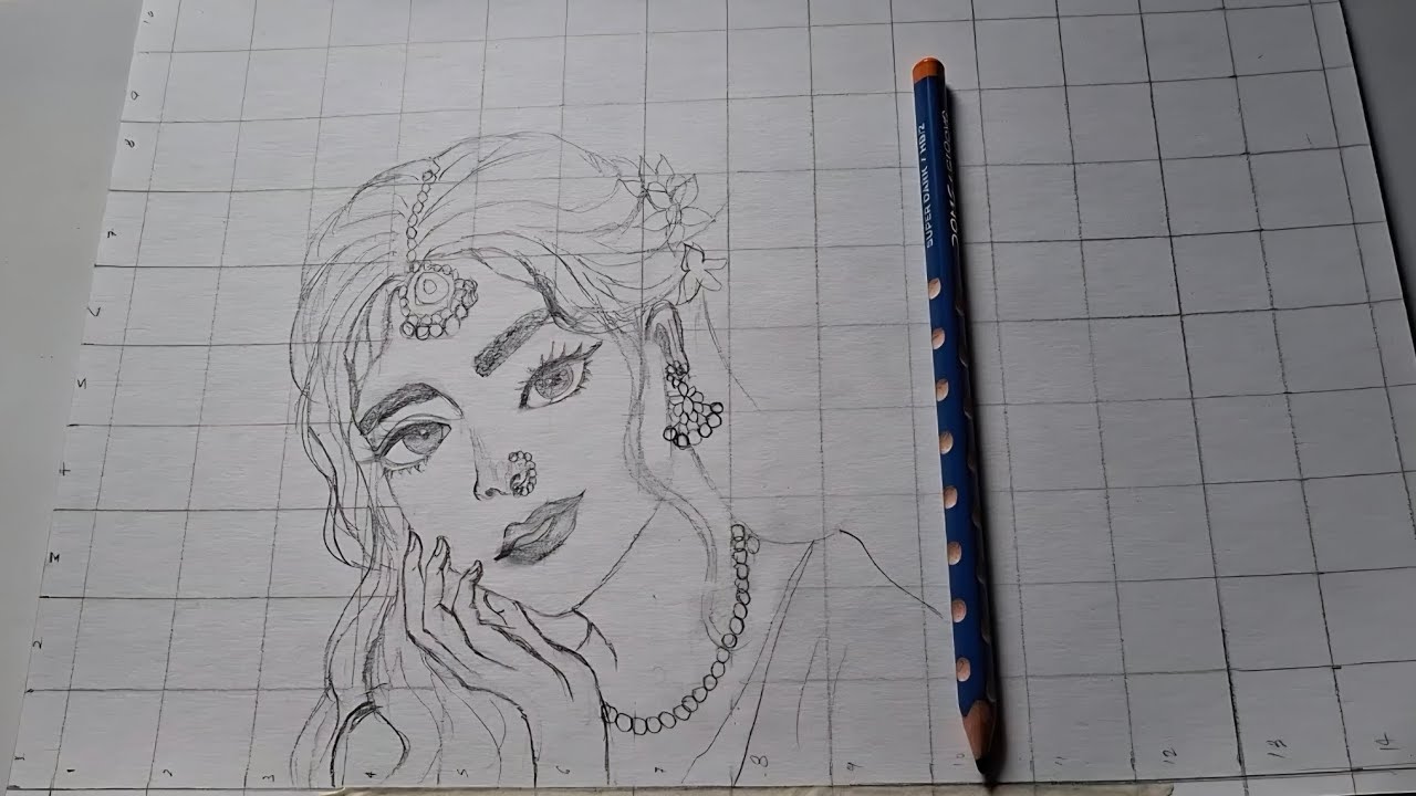 Rukmini Drawing || How to draw Rukmini ji 🙏 || Outline tutorial, ##artjourney #rukmini_ji