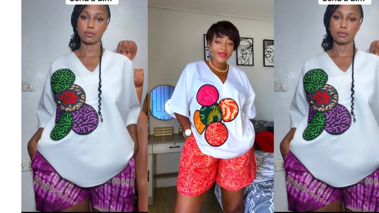 How to cut and sew this elastic waist band shorts with Ankara patches part2