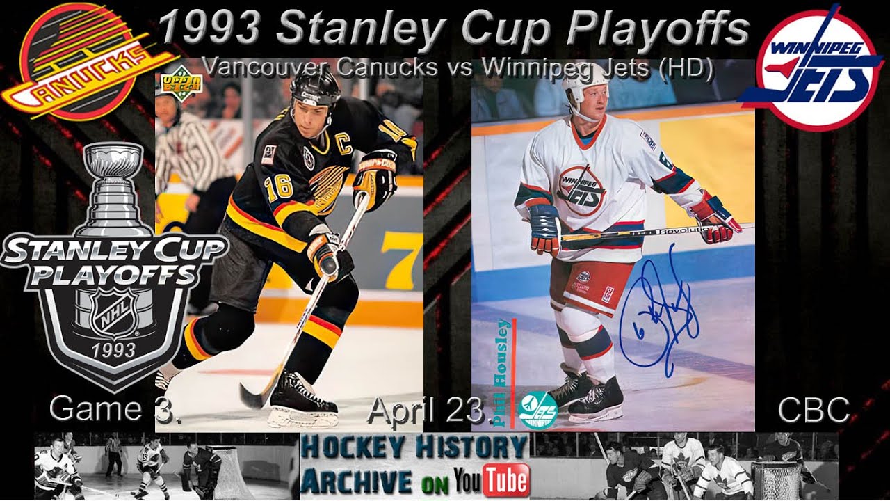 1993R1G3 Vancouver Canucks vs Winnipeg Jets (HD HQ CBC). Game 3. 1993 NHL Playoffs.