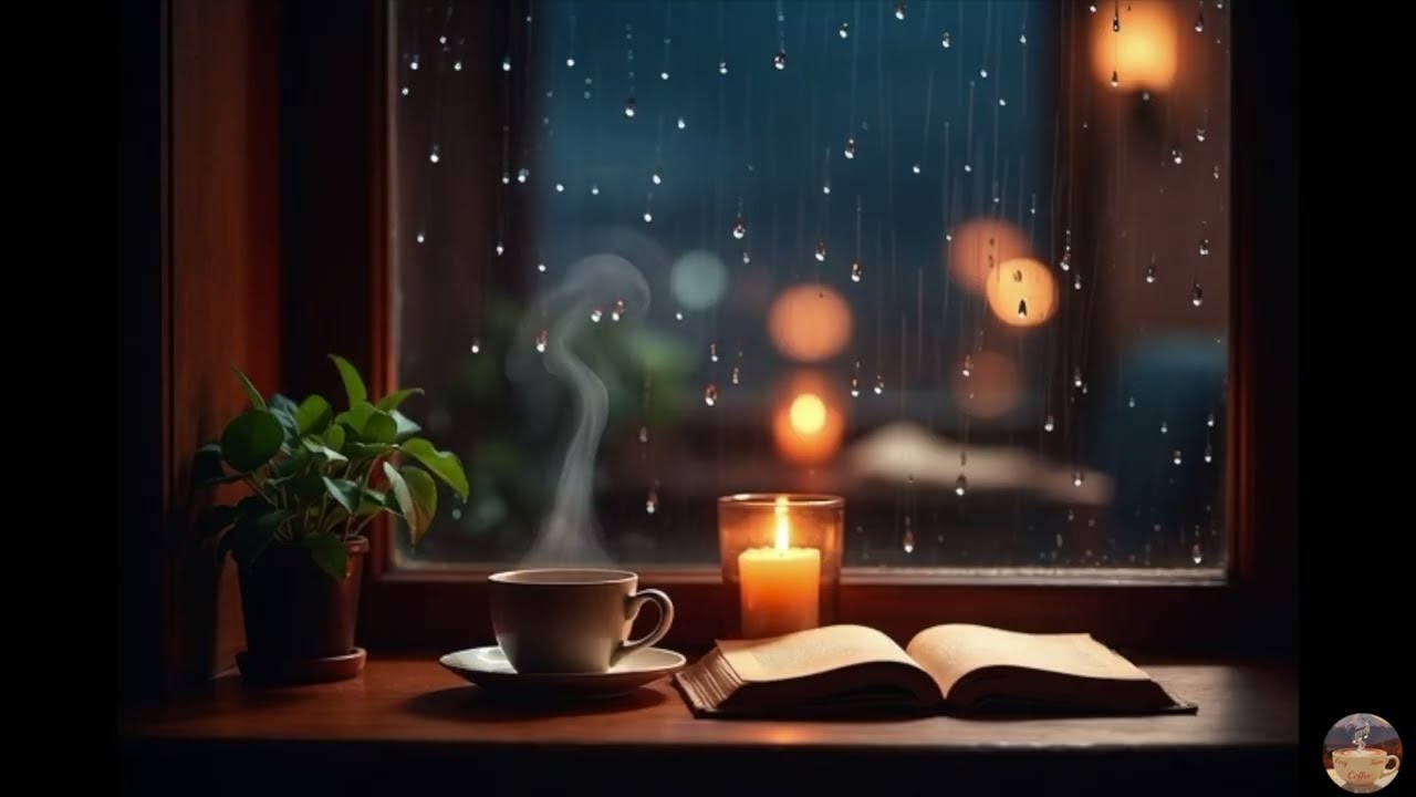 Rainy Night Cozy Jazz for Reading ☕📖🌧️ | Soft Jazz + Rain Ambience