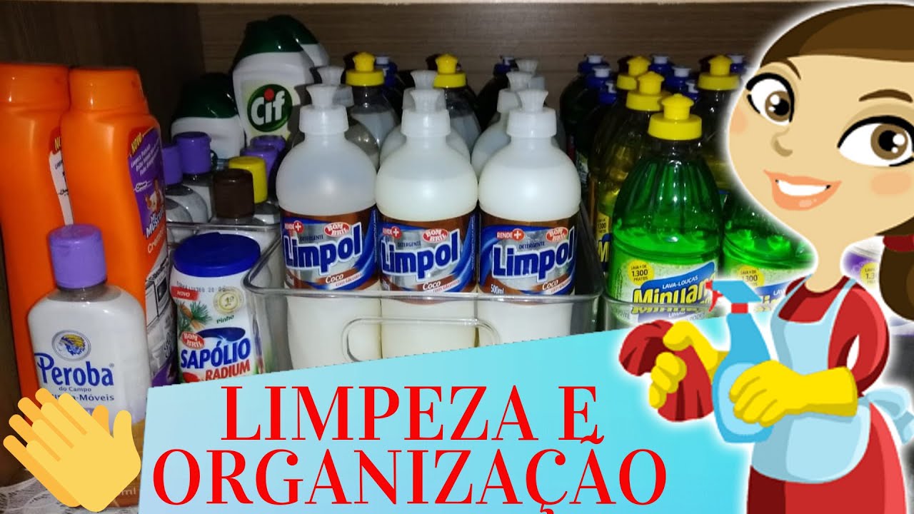 LIMPEZA E ORGANIZAÇÃO DO ARMÁRIO DE PRODUTOS DE LIMPEZA