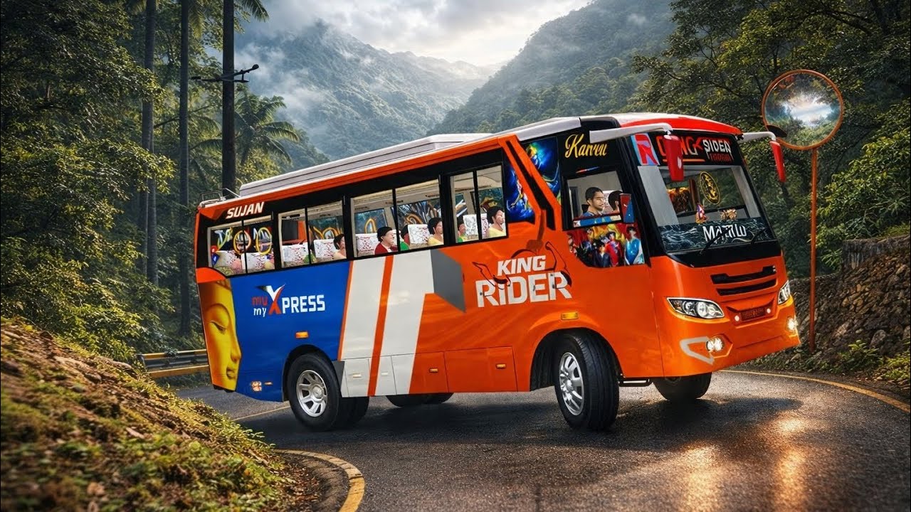Nepali Arinako Bus Driving On Dangerous And Beautiful Roads With New Skin #bussid 😍 ✨️ 👌