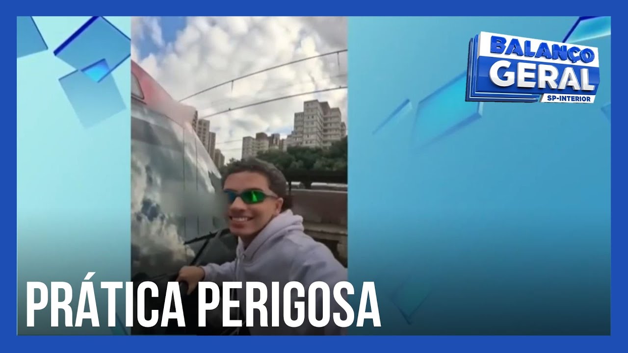 Influenciador gera pol&ecirc;mica ao pegar carona na traseira de trem em Osasco (SP)