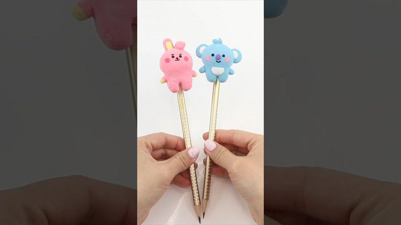 DIY paper clay pencil toppers!🫰🏻 #bts #army #cooky #koya #diy