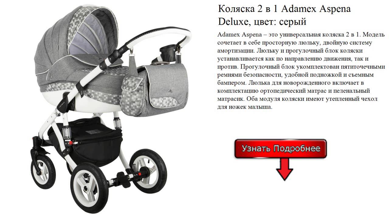 Коляска 2 в 1 Adamex Aspena Deluxe, цвет: серый