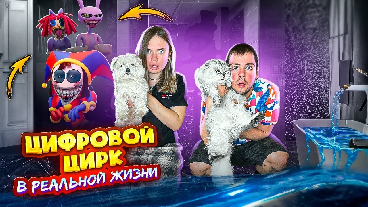 ЦИФРОВОЙ ЦИРК В РЕАЛЬНОЙ ЖИЗНИ В ХЕЛЛОУИН С КОТОМ И СОБАКОЙ | 24 ЧАСА В ВАННОЙ