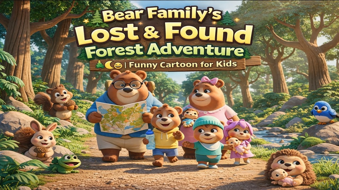 Bear Family’s Lost & Found Forest Adventure 🌲😂  Funny Cartoon for Kids