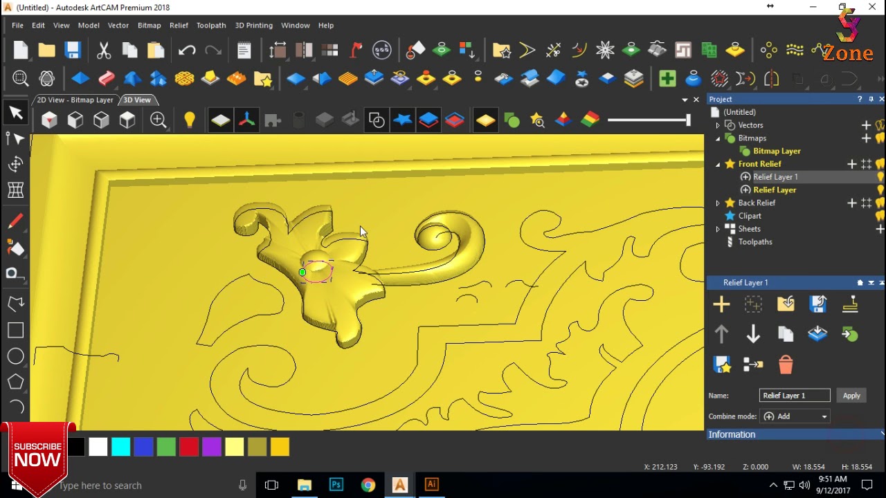 3D design in Artcam  part 2