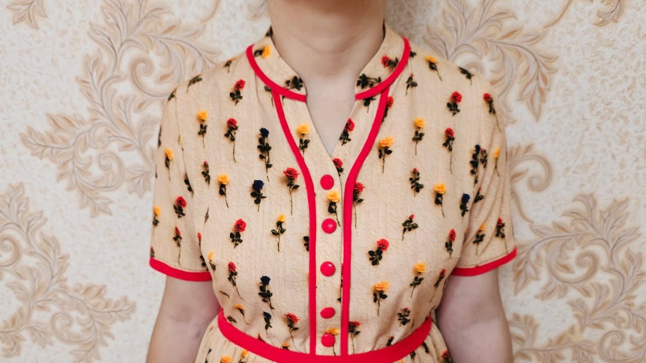 Yotiq  stoyka yoqaliy ko'ylak tikish  235-dars +998885438791 tel