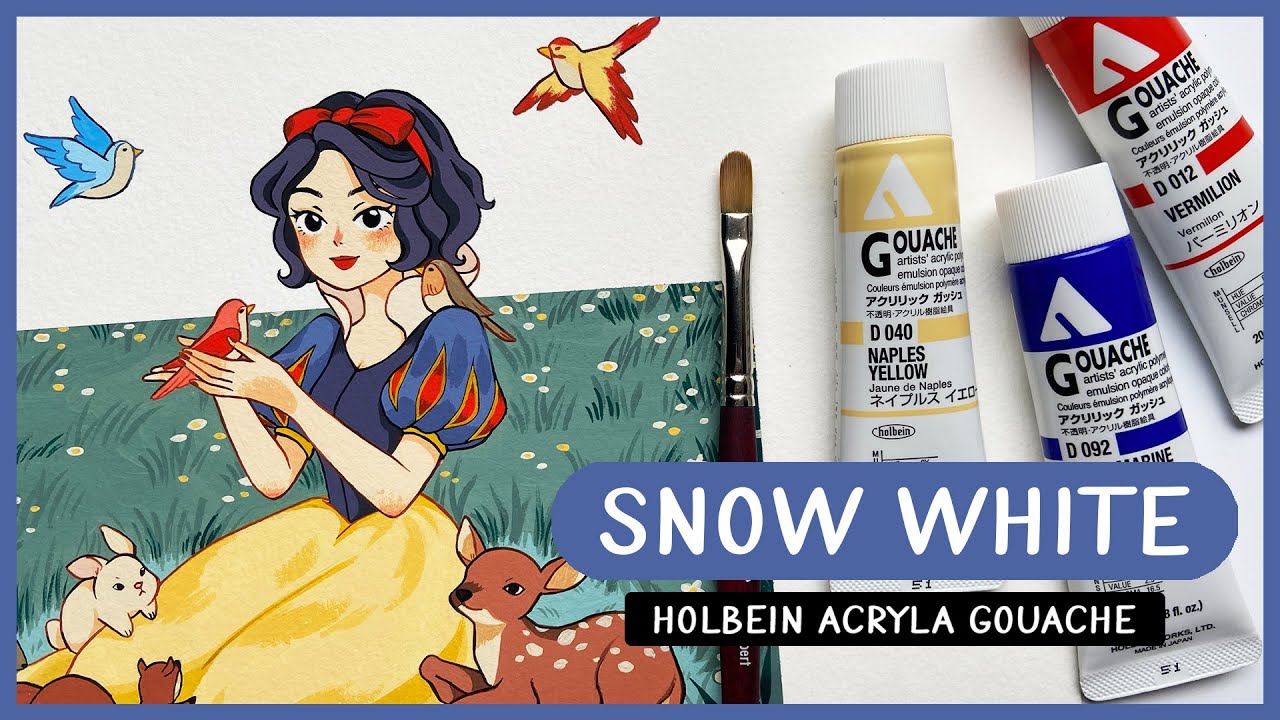 🍎 Snow White 🍎 Painting with Holbein Acryla Gouache / Disney Princess #02