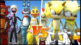 Team Five Night at Freddy's VS Team Super Sonic the Hedgehog Epic Battle!