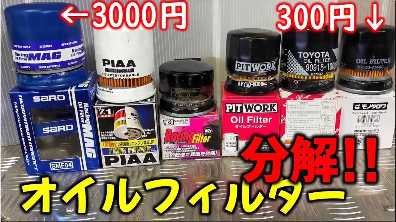 【第一弾】新品オイルフィルターの中身を徹底比較！各メーカーの闇を暴く！？メーカーさんガクブル案件！！
