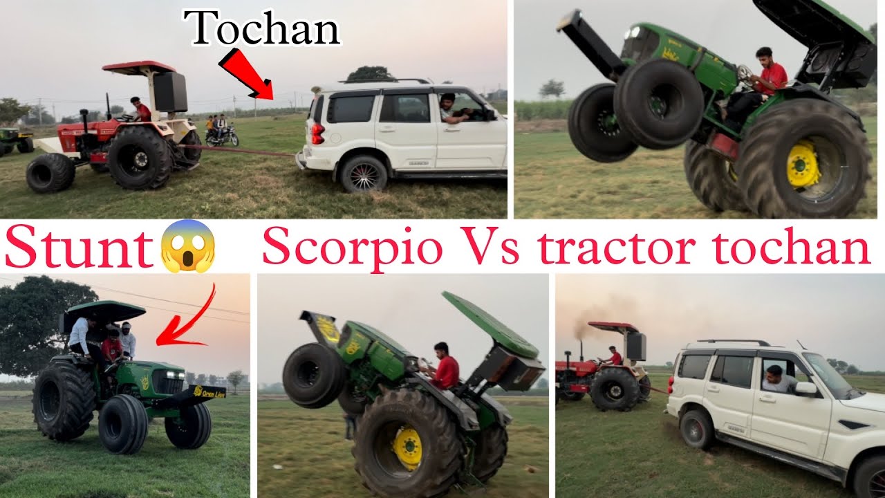 🙄क्या Swaraj855 ट्रैक्टर को Scorpio खींच पाएगी Stunt Tochan king 🤯 हवा में उड़ा दिया