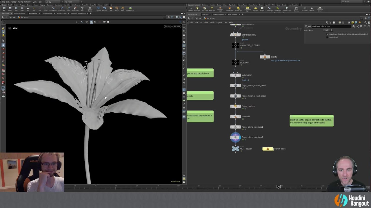 Houdini Hangout - 08/13/2025 - Procedural KineFX Flowers & FLOPs - w/ Danny Laursen