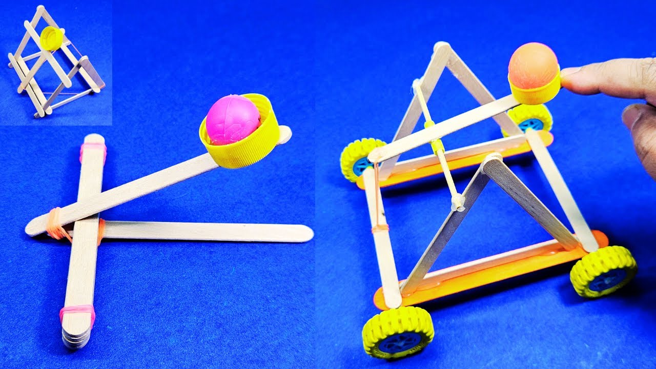 How To Make A Catapult With Popsicle Sticks  ||  Simple Catapult  ||  Ice-Cream Sticks Craft